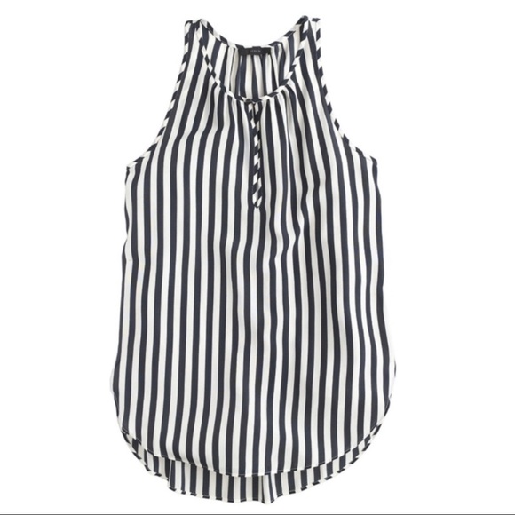 J. Crew Tops - J Crew Carousel ivory navy striped silk tank, 12